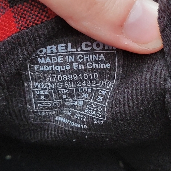 Sorel Major Moto Black Leather Red Buffalo Check Plaid Foldover Buckle Boots 8 - Picture 5 of 7